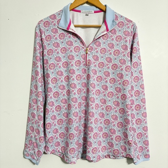 Fairway & Greene Floral Mandala Print All Over Golf Quarter Zip Athletic Jacket - Picture 1 of 5